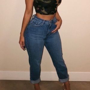 Blue vibrant miu mom jeans (Selena Jean OOTDfash)